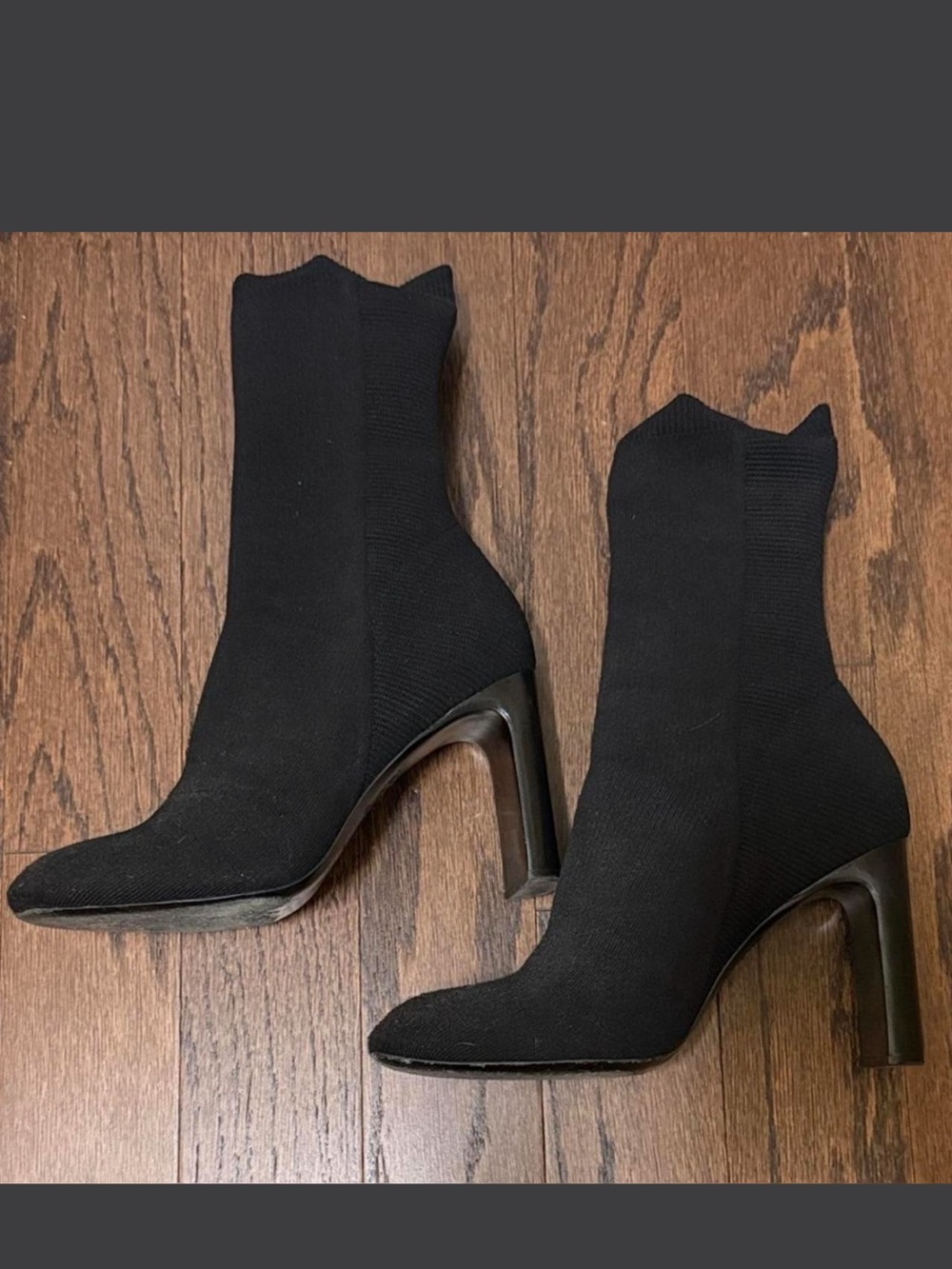 rag & bone Black Stretch-Knit Block Heel Ankle Boots